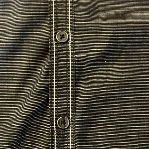 Beverly Hills Polo Club Mens Black Striped Button-Up Long Sleeve Shirt Size M - Picture 15 of 16